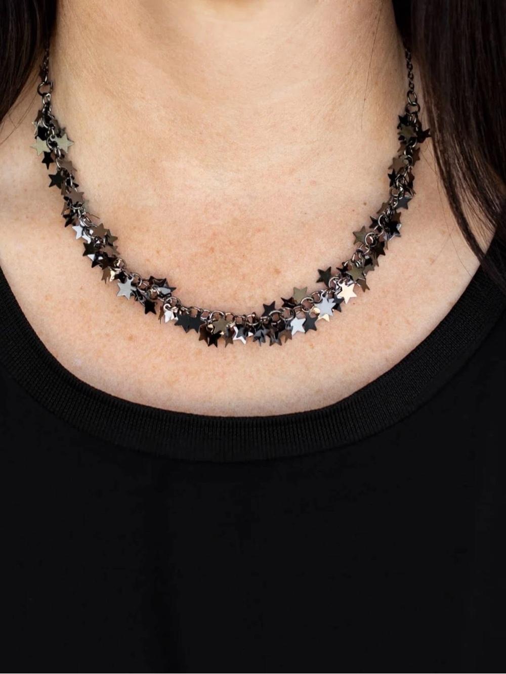paparazzi Black Star Cluster Necklace